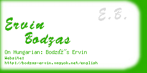 ervin bodzas business card